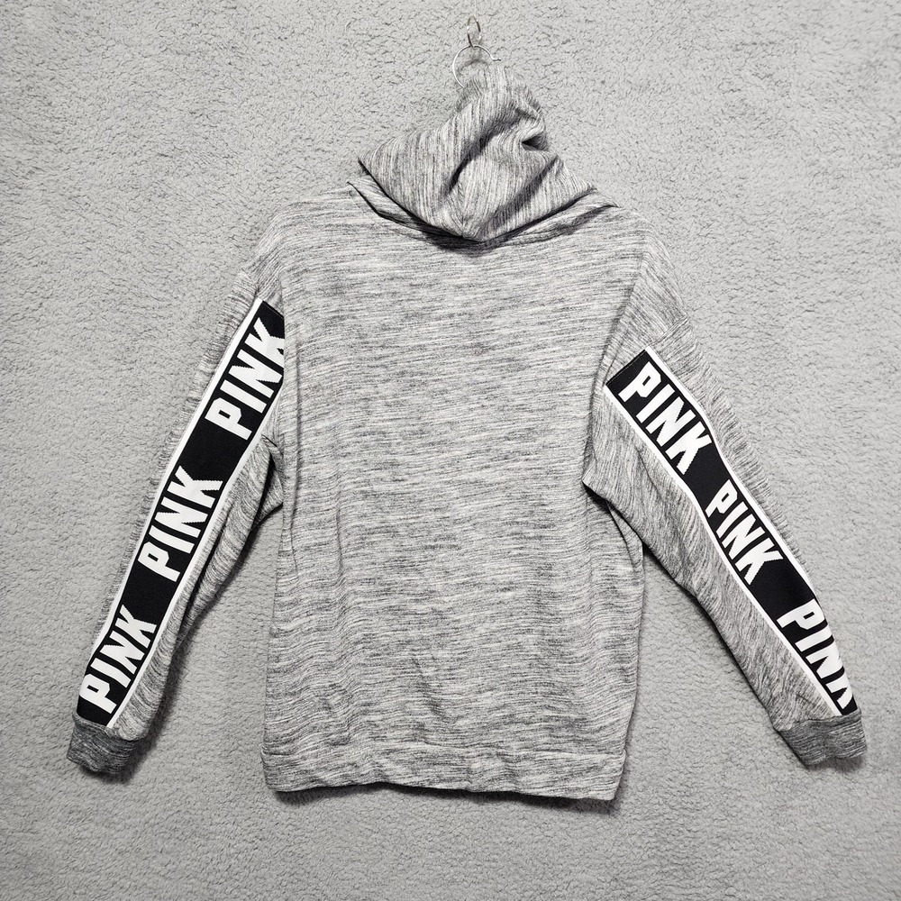 Victoria's Secret PINK Y2K Logo 1/4 Zip Hoodie Jacket Shirt Black Gray Small - Picture 6 of 6